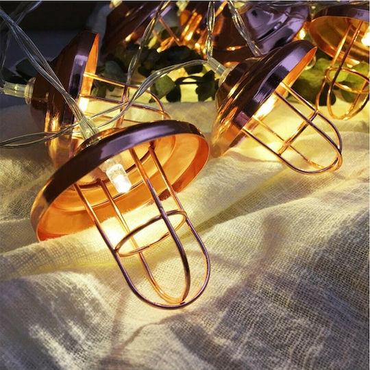 10 Lichterketten LED 2m. Warmes Weiß Batterie in Zeichenfolge 1Stück