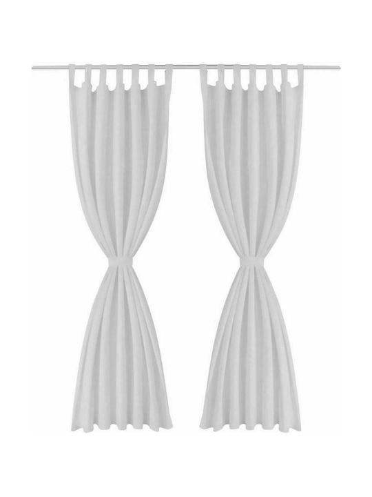 vidaXL Curtain with Tab Top Microsatin White 140x225cm