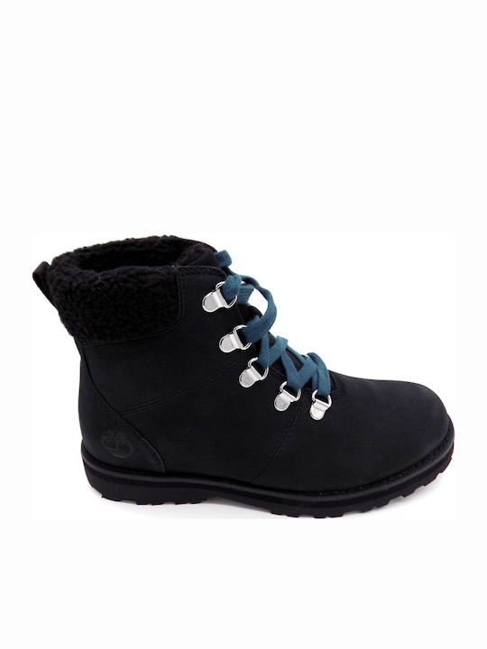 Timberland Kids Leather Military Boots with Lace Black TB0