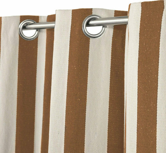 Mc Decor Curtain With Grommets Stripes Brown 140x260cm