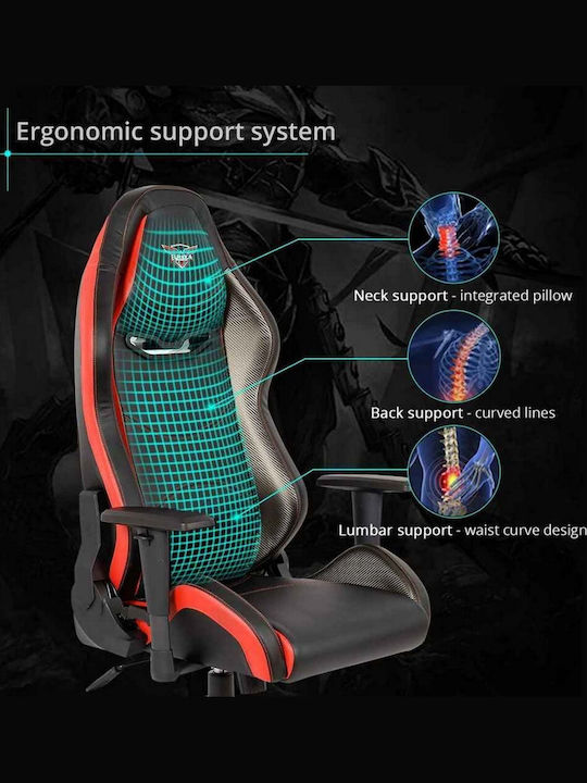 Eureka Ergonomic GC01 Καρέκλα Gaming Δερματίνης με Ρυθμιζόμενα Μπράτσα Μαύρη