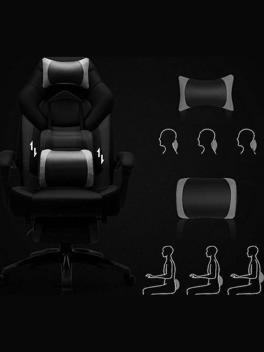 Songmics OBG77BG Artificial Leather Gaming Chair with Footrest Black/Grey