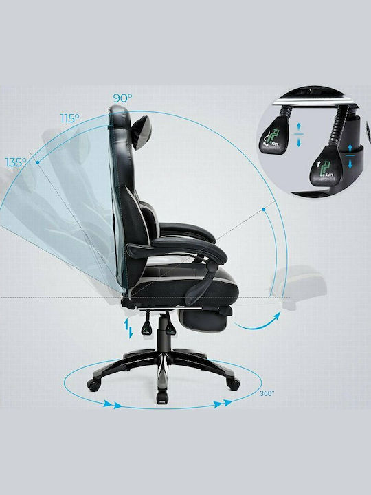 Songmics OBG77BG Artificial Leather Gaming Chair with Footrest Black/Grey