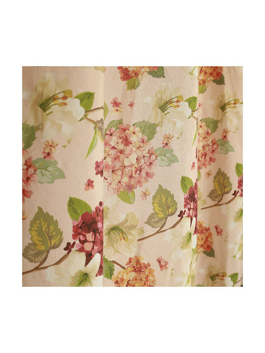 Decocraft Κουρτίνα με Τρουκς Floral Flower Σομόν 140x260εκ.