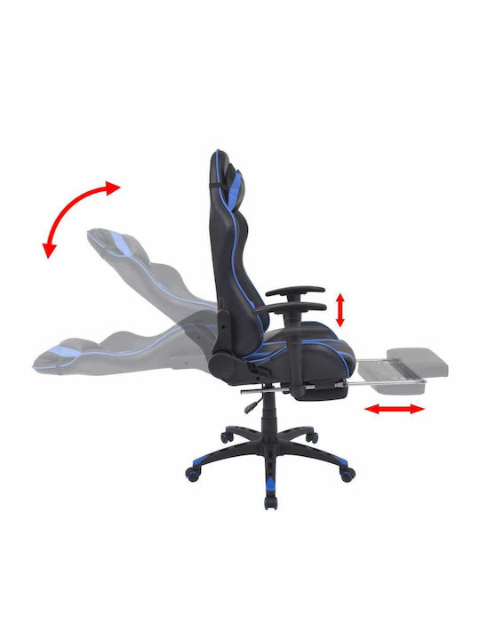 vidaXL Racing Artificial Leather Gaming Chair with Adjustable Arms and Footrest Blue