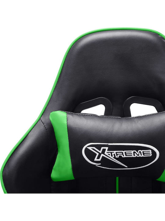 vidaXL 20505 Καρέκλα Gaming Δερματίνης με Ρυθμιζόμενα Μπράτσα Μαύρο/Πράσινο