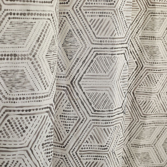 Decocraft Κουρτίνα με Τρέσα Geometric Γκρί 140x260εκ.