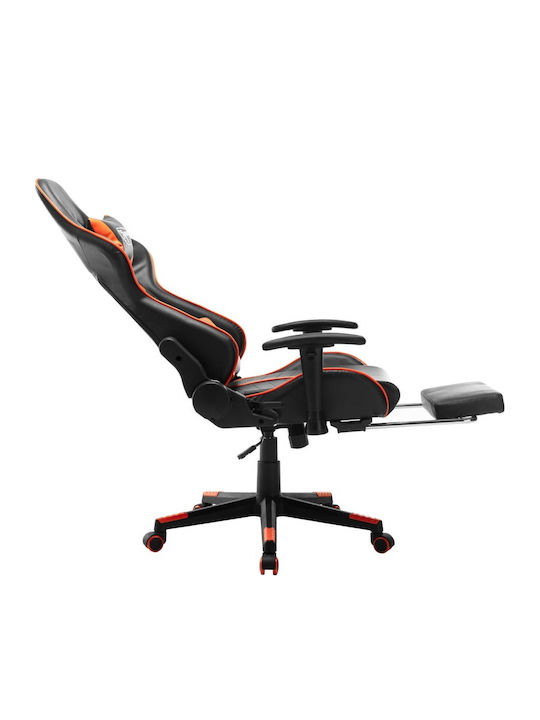 vidaXL 20516 Καρέκλα Gaming Δερματίνης με Ρυθμιζόμενα Μπράτσα και Υποπόδιο Μαύρο/Πορτοκαλί