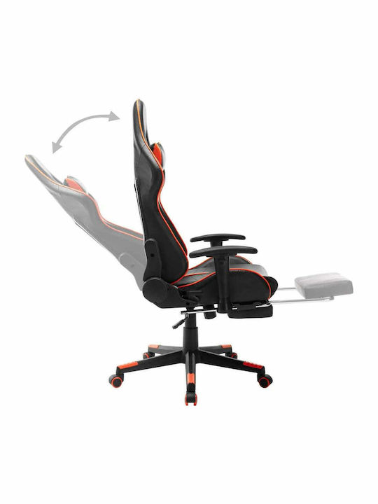 vidaXL 20516 Καρέκλα Gaming Δερματίνης με Ρυθμιζόμενα Μπράτσα και Υποπόδιο Μαύρο/Πορτοκαλί