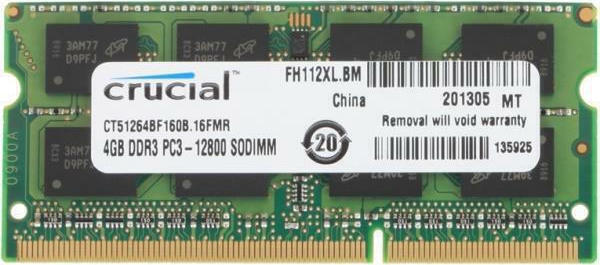 Crucial 4GB DDR3-1600 CT51264BF160B.C16FM SODIMM PC3-12800  NON-ECC