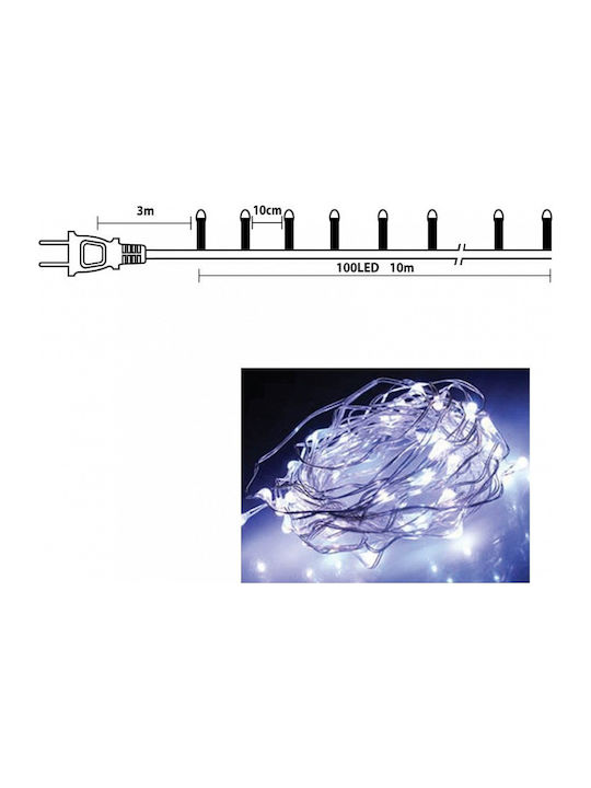 100 Λαμπάκια LED 10μ. Ψυχρό Λευκό σε Σειρά