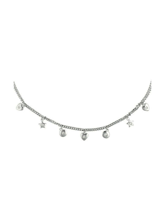 Prince Silvero Choker with design Heart from Silver with Zircon