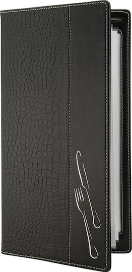 Securit Държач За Менюта От PU Кожа В Черен Цвят 35x19 См Design Range
