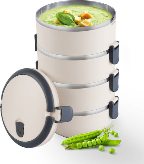 Lamart Inox Mittagessenbox Thermos Beiges Mit Fächern 2,4lt