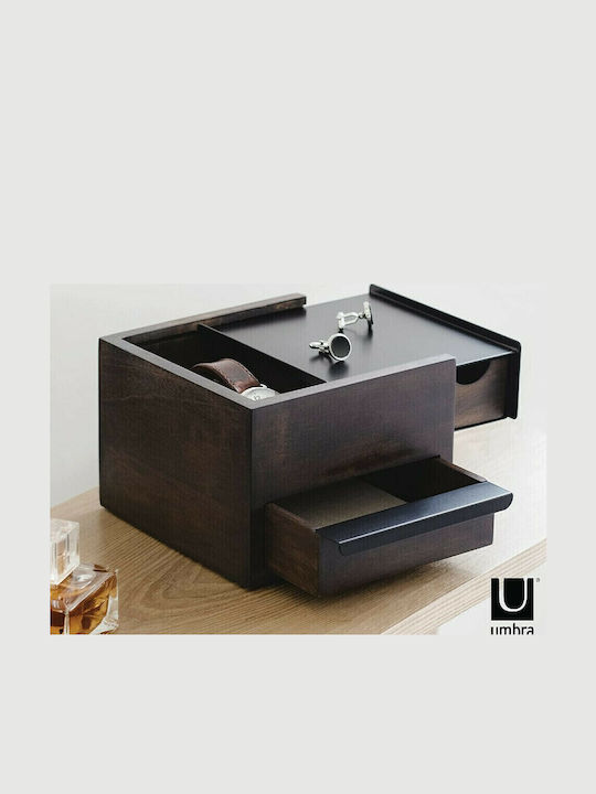 Umbra Mini Stowit Κουτί Κοσμημάτων Ξύλινο με Συρτάρι Μαύρο 15.5x17.1x11.4cm
