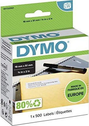 Dymo 11355 500 Αυτοκόλλητες Ετικέτες σε Ρολό για Εκτυπωτή Ετικετών 51x19mm