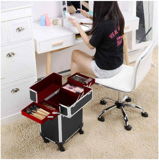 Timeless Tools Metallic Cosmetic Case Wheeled Black H43.5xW23.5xD33cm