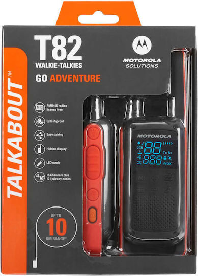 Motorola Talkabout T82 Wireless Transceiver PMR 0.5W with Monochrome Screen Set of 2pcs In Orange Color