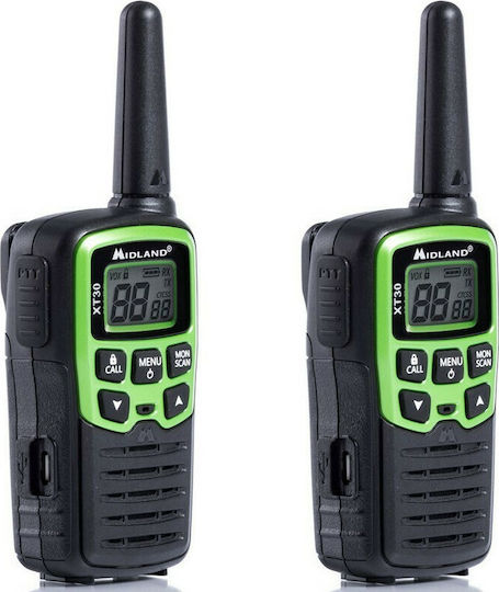 Midland XT30 Transmițător Wireless PMR cu Ecran Monocrom Set 2buc Culoare Verde