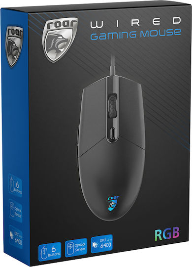Roar RR-0012 RGB Gaming Ποντίκι 6400 DPI Μαύρο