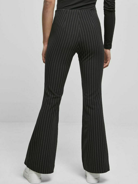 Urban Classics TB4536 Women's High Waist Fabric Trousers Flared Striped Black