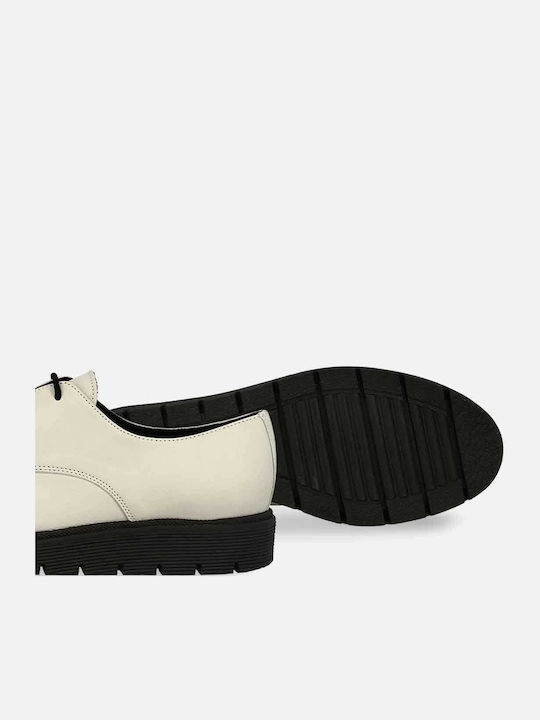 Leder Damen Derby in Beige Farbe