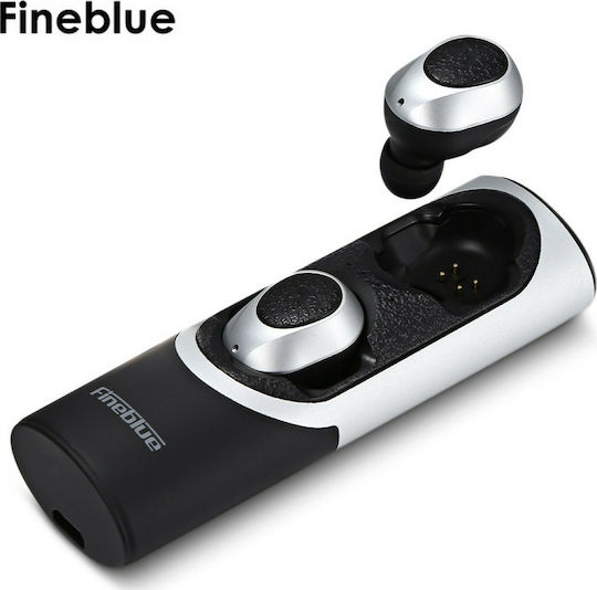 Fineblue RWS-X8 In-ear Bluetooth Handsfree Ακουστικά με Θήκη Φόρτισης Μαύρο / Γκρί