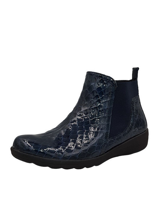 Caprice Leather Women's Ankle Boots Platform Navy Blue