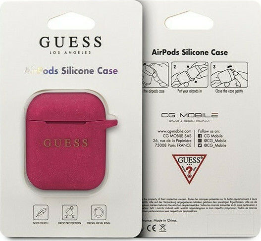 Guess Silicone Case Θήκη Σιλικόνης με Γάντζο σε Φούξια χρώμα για Apple AirPods