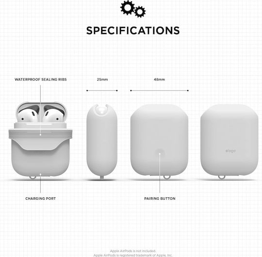 Elago Waterproof Husă în culoarea Alb pentru Apple AirPods 1 / AirPods 2