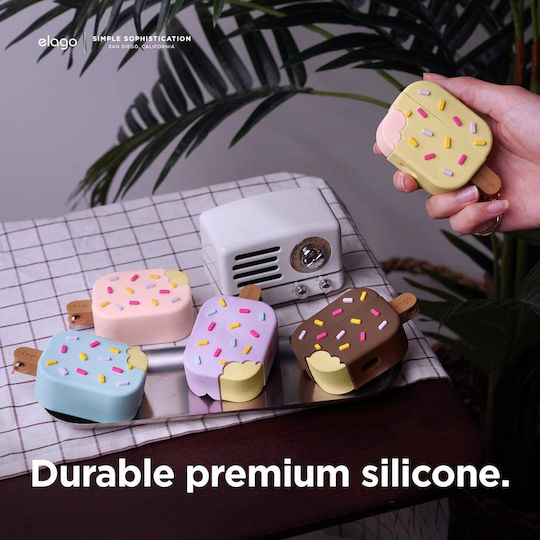 Elago Ice Cream Case Silicone with Hook in Yellow color for Apple AirPods Pro