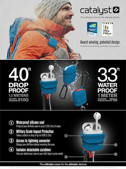 Catalyst Waterproof Θήκη Σιλικόνης με Γάντζο σε Πράσινο χρώμα για Apple AirPods