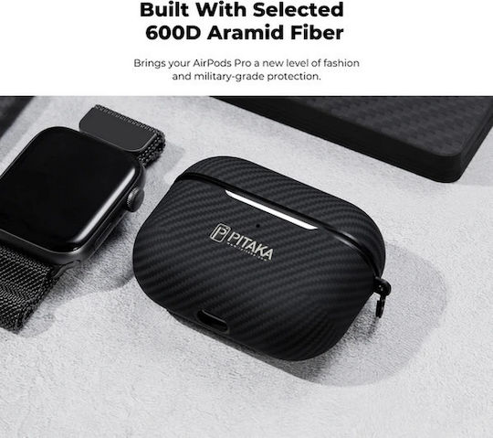 Pitaka AirPal Mini Pro Θήκη Σιλικόνης με Γάντζο σε Μαύρο χρώμα για Apple AirPods Pro
