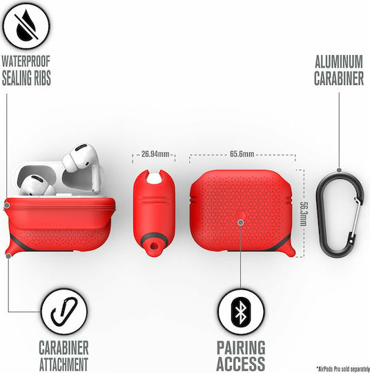 Catalyst Premium Edition Waterproof Silicone Case with Keychain Red for Apple AirPods Pro