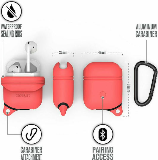 Catalyst Waterproof Case Silicone with Hook Coral for Apple AirPods 1 / AirPods 2