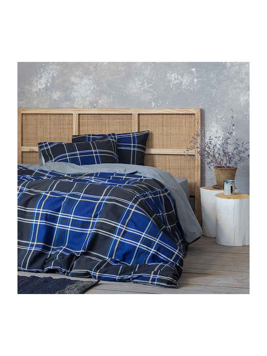 Nima Set Cearșafuri King Size Flanel 265x280cm. Duncan 27068 Albastru 4buc