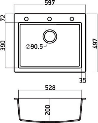Crown Quadra Q-60 6760 6760-130 Drop-In Sink Synthetic Granite W60xD50cm Sabbia