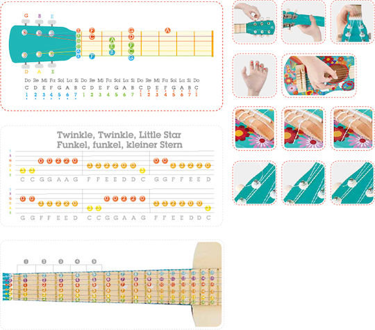 Hape Wooden Guitar Flower Power for 3+ Years