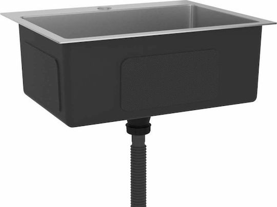 vidaXL Ένθετος Νεροχύτης Inox Σατινέ Μ59xΠ44cm Ασημί