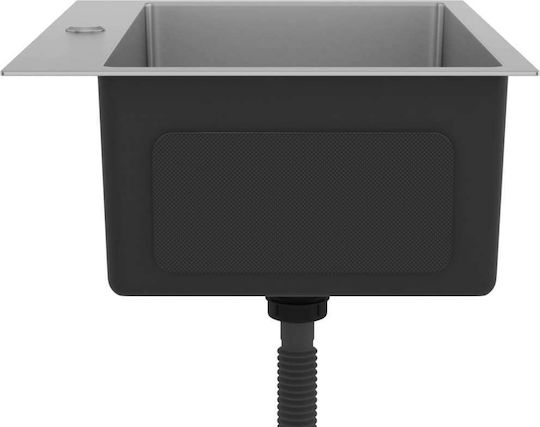 vidaXL Ένθετος Νεροχύτης Inox Σατινέ Μ59xΠ44cm Ασημί