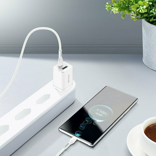 Dux Ducis Charger Without Cable with USB-A Port and USB-C Port 30W Whites (C80)