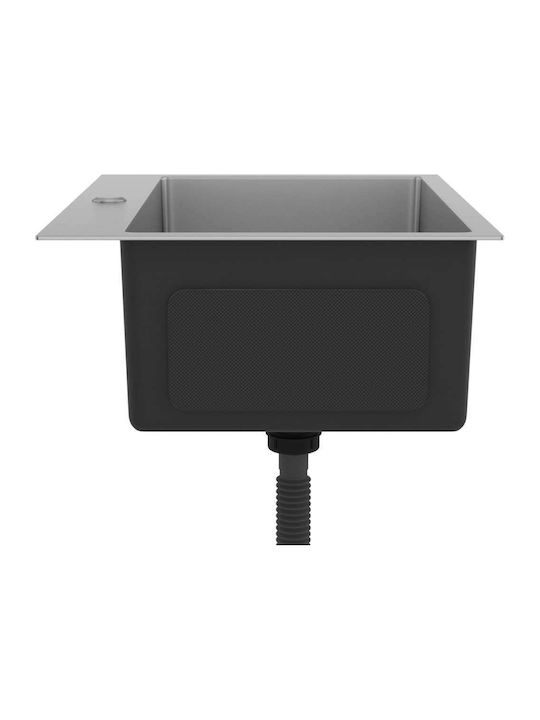 vidaXL Ένθετος Νεροχύτης Inox Brushed Μ51xΠ44cm Ασημί