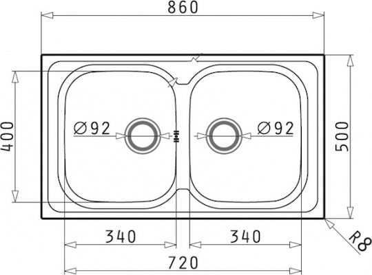 Maidtec Derby 2B Ένθετος Νεροχύτης Inox Σατινέ Μ86xΠ50cm Ασημί