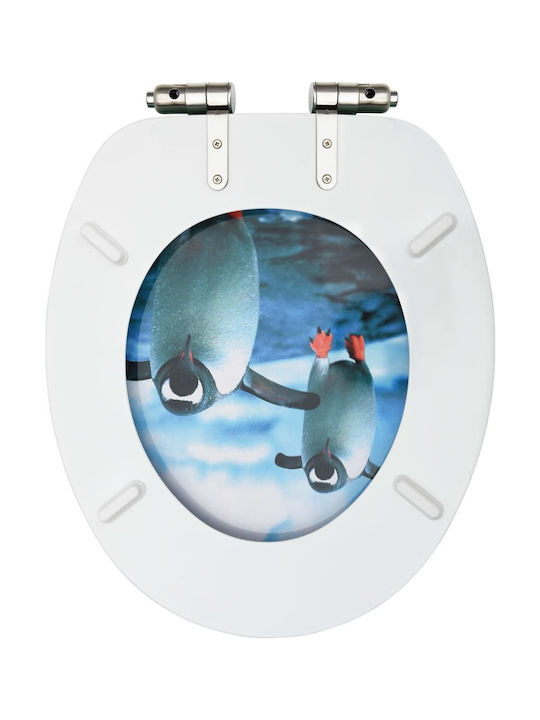 vidaXL Wooden Soft Close Toilet Seat Penguins 42.5cm