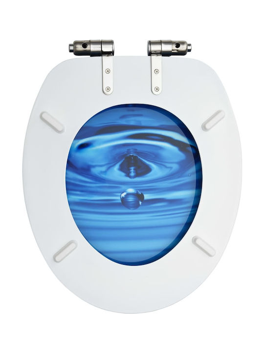 vidaXL Wooden Soft Close Toilet Seat Blue Drops 43.7cm