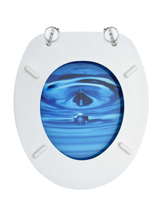 vidaXL Wooden Toilet Seat Blue Drops 43.7cm