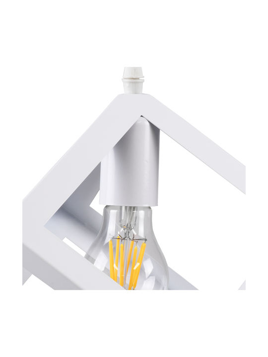 GloboStar Cube Pendant Light White Grid with Socket E27 25x25x25cm