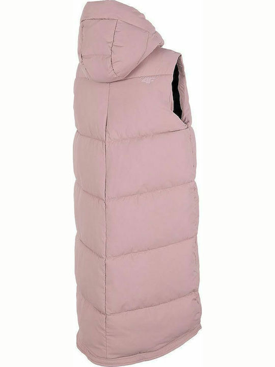 Lang Damen Ärmellos Puffer Jacke für Winter Rosa