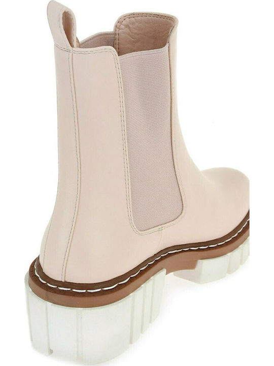 Women's Chelsea Boots with Medium Heel Nude
