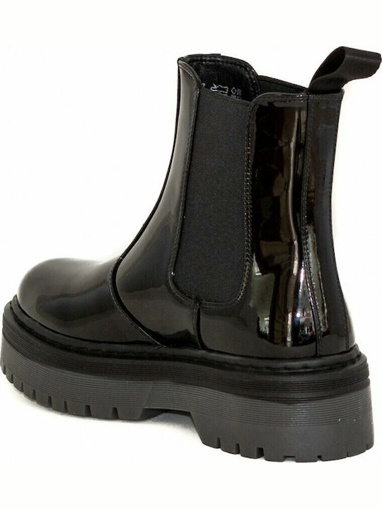 Elyse Women's Patent Leather Chelsea Boots Black